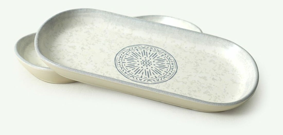 Set tanjura za serviranje (2 ks.) Oval (bijela mat)