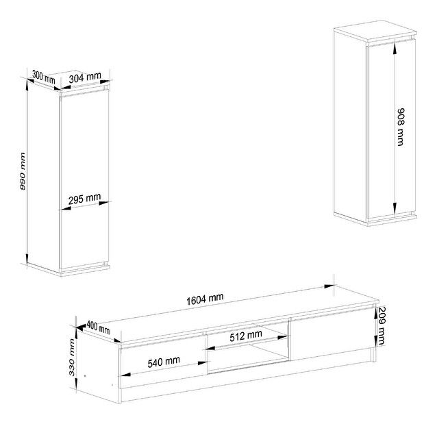 Mobilier camera de zi Megaherzios (alb) (fără iluminat)