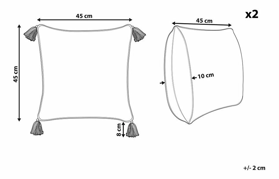 Sada 2 ozdobných vankúšov 45 x 45 cm Setos (viacfarebná)