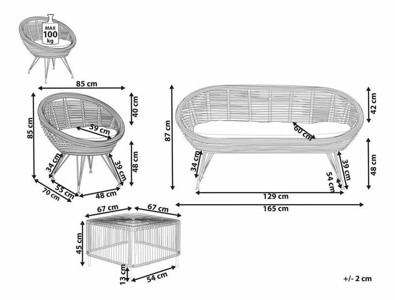 Set mobilier de grădină Marza (natural)