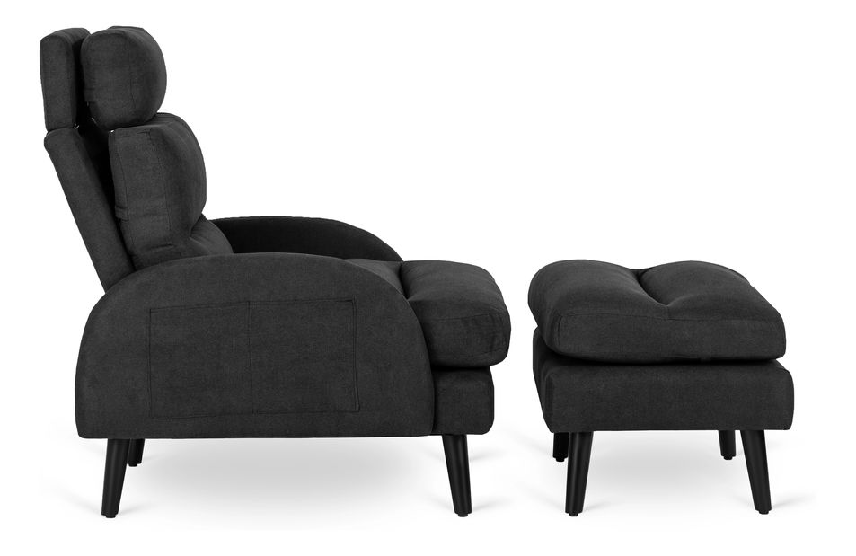 Polohovacie kreslo Hondurenas (čierna) (s taburetkou)