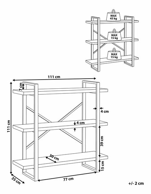 Regál Timboon 3P (tmavé drevo)