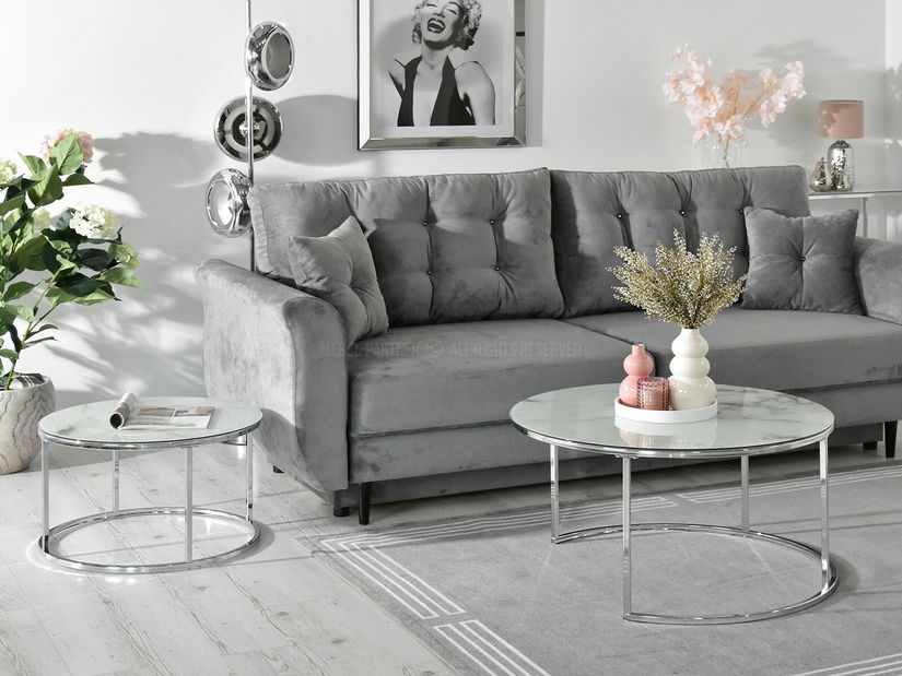 Măsuță de cafea Grande (marmură albă + crom)