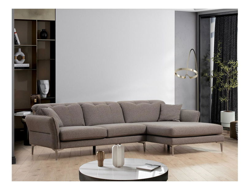 Rohová sedačka Cestaruna (P) (sivá + strieborná)