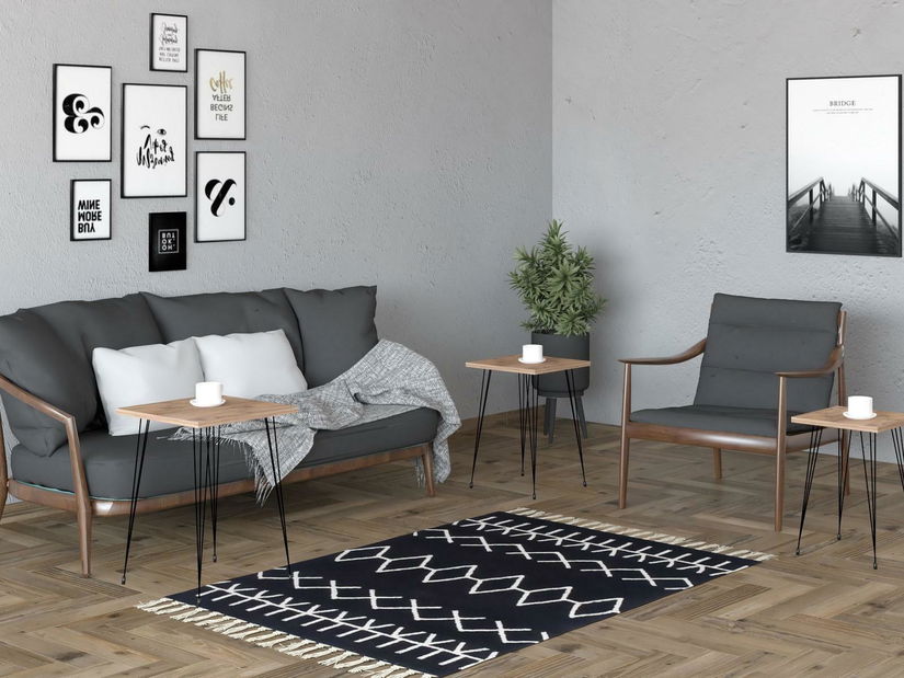 Set 3buc. măsuțe cafea Pakamo (negru + pin atlantic)