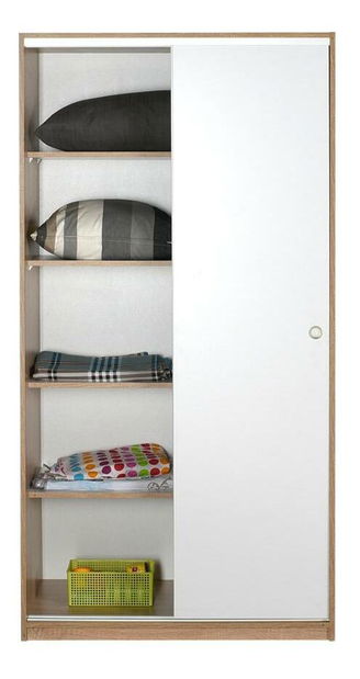 Ormar za garderobu s kliznim vratima Seworella 1 (losos bijela + svijetlo drvo)