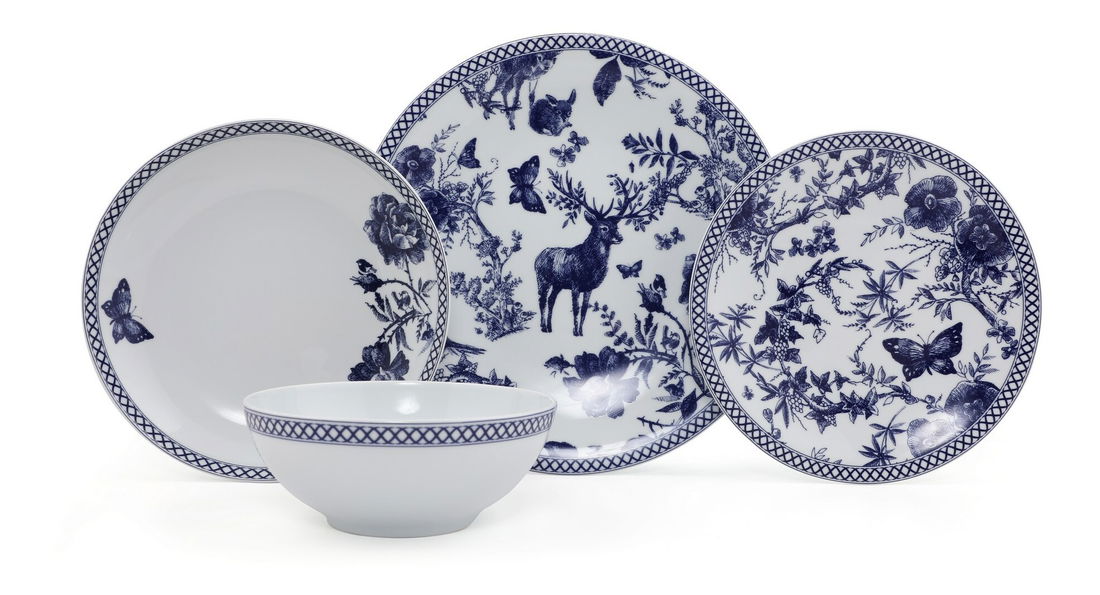 Serviciu de masă (24 buc.) Zaren (Albastru + Alb)