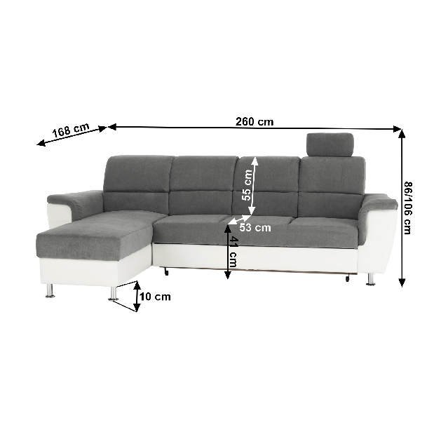 Sarokkanapé Stan kicsi (fehér + szürke) (B)