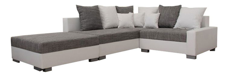 Sarokkanapé Pitton New fehér + szürke (B) (puffal)