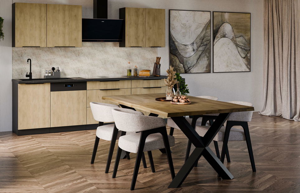 Bucătărie 270 cm Carminia 3 (stejar cremona + negru)