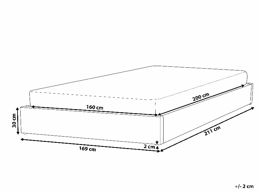 Pat matrimonial 160 cm DIJON (cu spațiu de depozitare) (cu somieră) (bej) *vânzare stoc