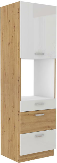 Dulap alimente pentru cuptor Arryn 60 DPS-210 1F 3S (Cadru: stejar artisan / front: alb lucios)