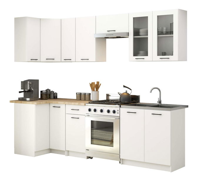 Set mobilier bucătărie de colț 300 cm Ozara III C (Alb)