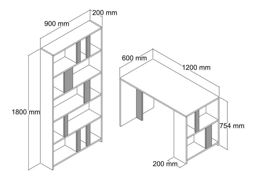 Masă PC cu raft Limba (Nuc + Negru)