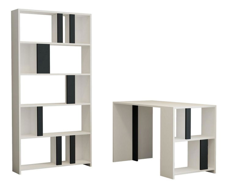 PC stolić s regalom Limba (bijela + antracit)