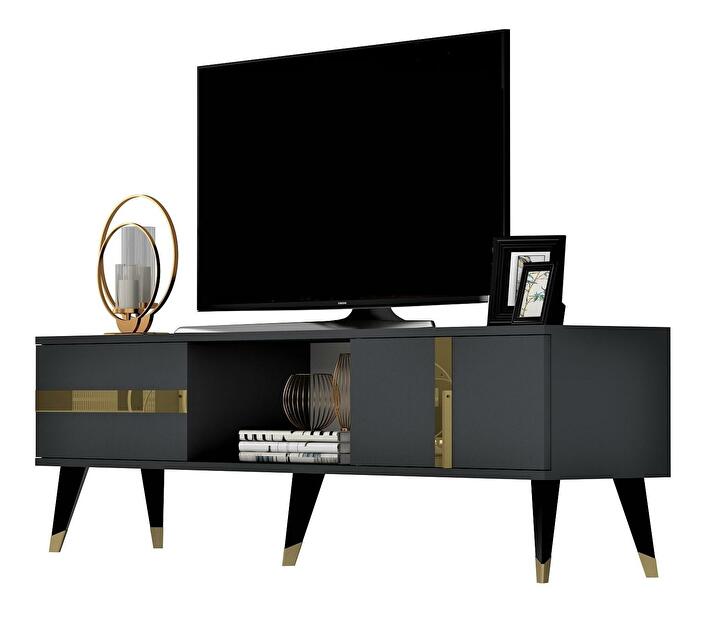 TV asztal/szekrény Vekika 2 (antracit + arany) 