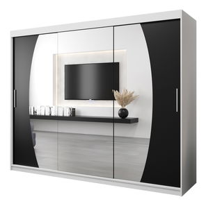 Dulap de haine 250 cm Eclipse (Alb mat + Negru mat)