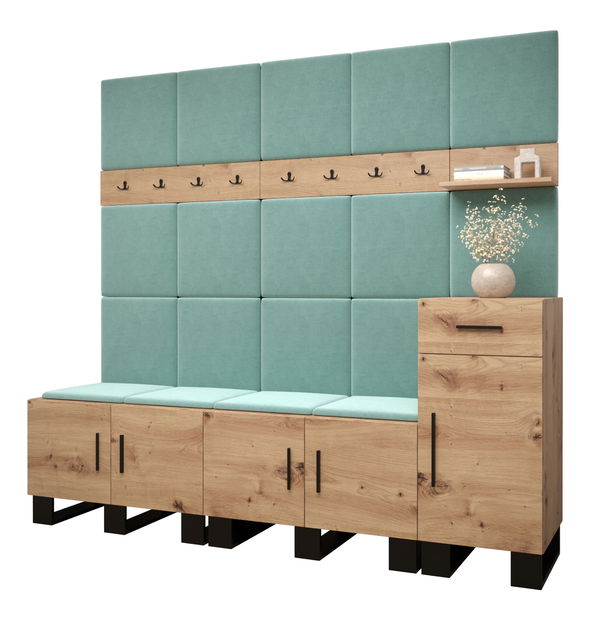 Előszobabútor Amanda 8 (artisan tölgy + zöld)