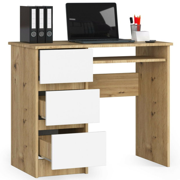 Masă PC Benicio (Stejar artisan + Alb) (S)
