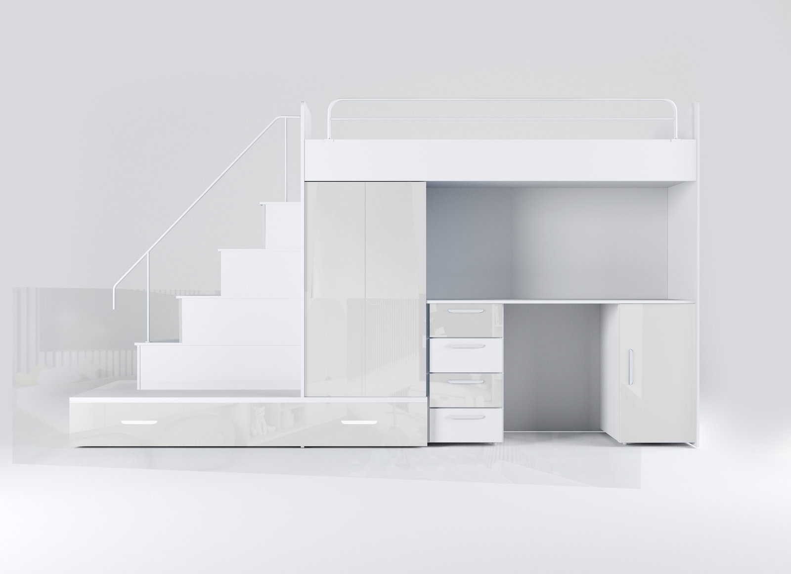 Dječji krevet Ruby V (Bijela + Bijela) (S podnicom) 