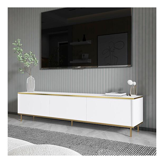 TV asztal/szekrény Mamene 2 (fehér + arany) 