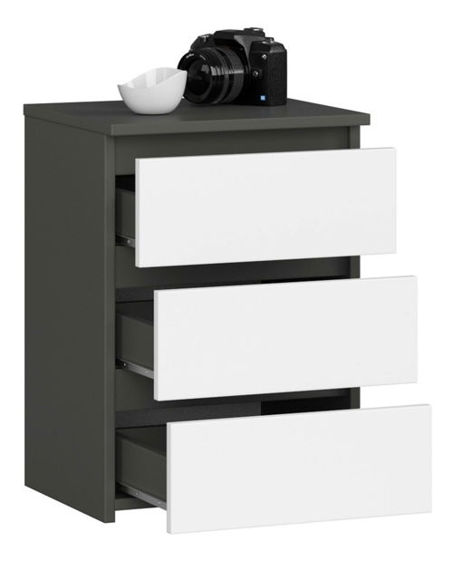 Comodă Cipriano (grafit gri + alb)