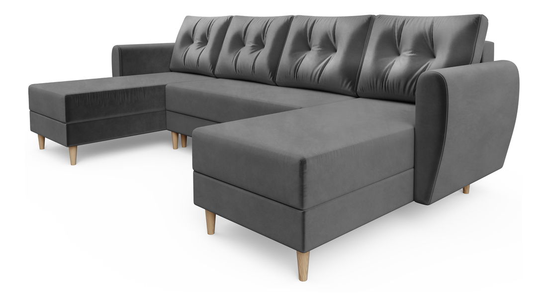 Kutna garnitura u obliku U Paladio (tamno siva) (D)