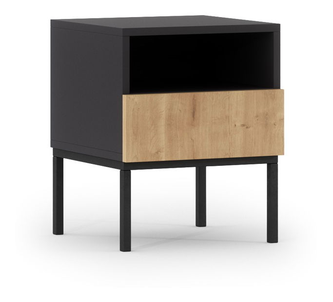 Nočný stolík Loyd (dub artisan + čierna matná)