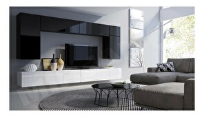 Mobilier living Brolani XIII (Stejar auriu + Alb + lucios Alb) 