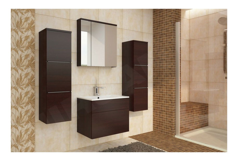 Kúpelňový nábytok Mendana (biela + lesk biely) (so sifónom)