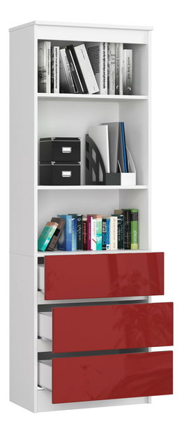 Regál Ravindra (fehér + fényes piros)
