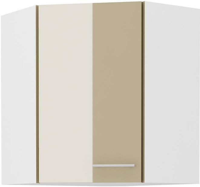 Dulap superior de bucătărie, de colț Lavera 60x60 GN-72 1F (45°) (Cadru: alb + front: cappucino lucios)