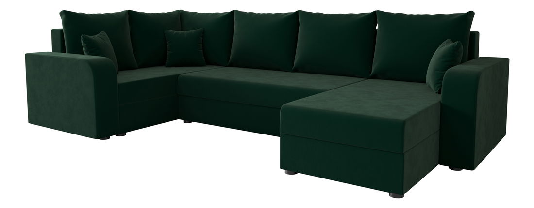 U alakú sarokkanapé Harmony Long (sötétzöld) (B)