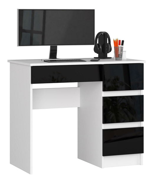 PC stolík Benicio II (biela + lesk čierny) (P)