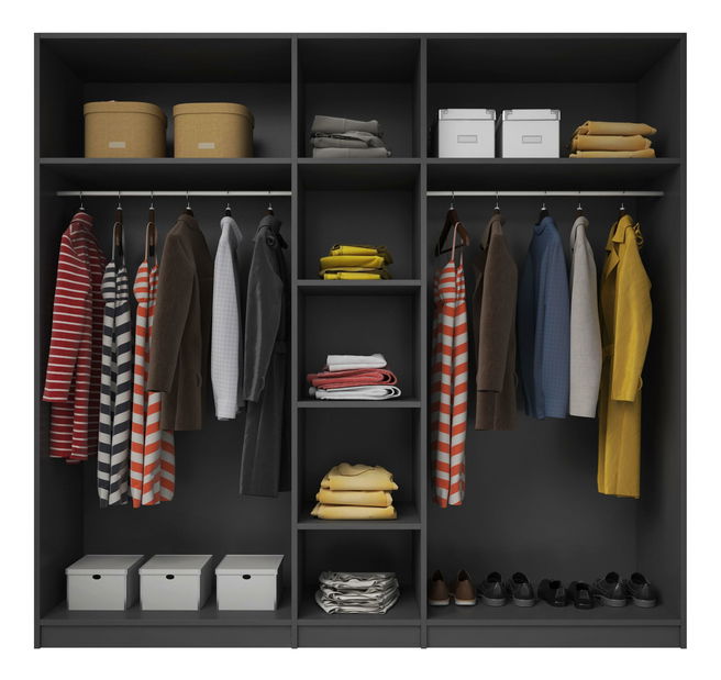 Dulap de haine Hayle Typ 21 (gri + gri luciu înalt)