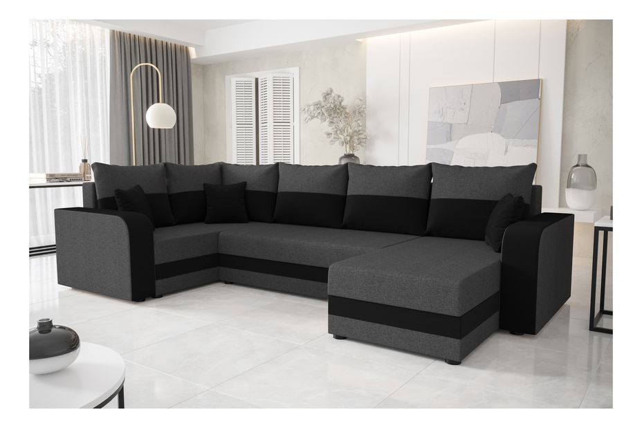 U alakú sarokkanapé Harmony Long (szürke + fekete) (B)