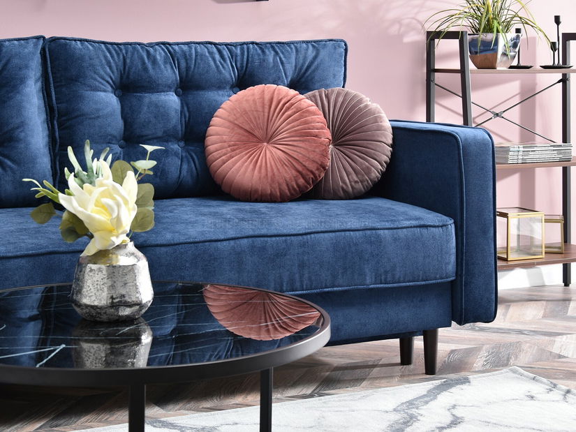 Kétszemélyes kanapé Legacion (sötétkék + dió)