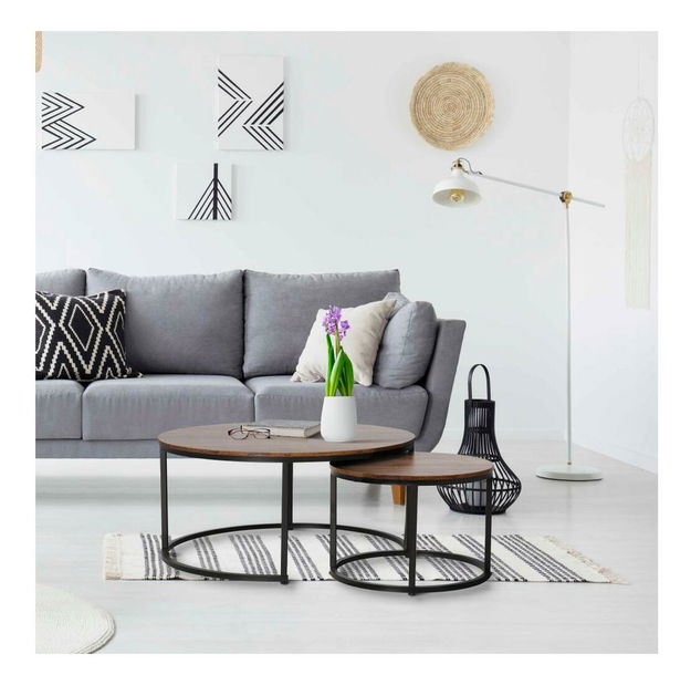 Set 2ks konferenčných stolíkov Cayera (orech + čierna) 