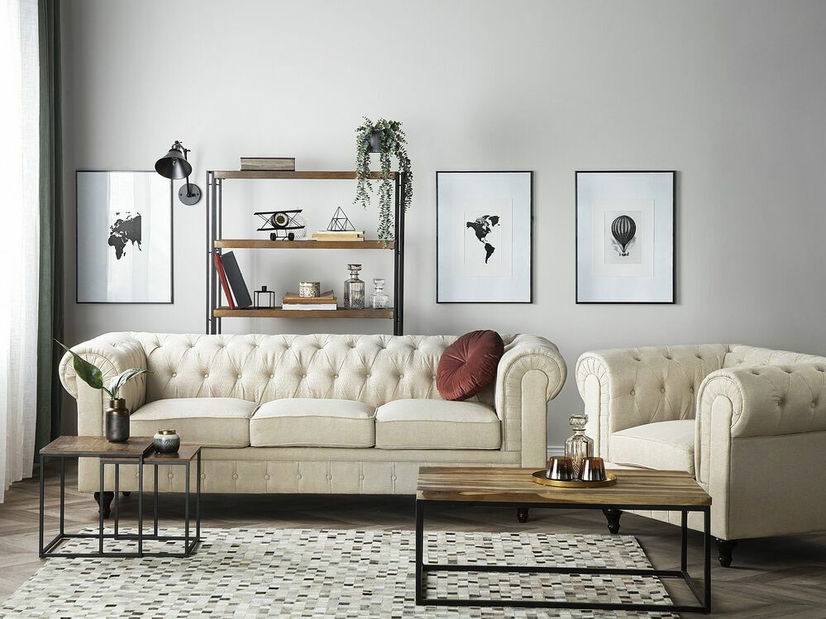 Canapea 3 locuri Chichester (stofă) (bej) 