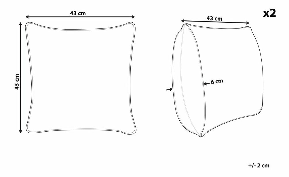Set 2 ukrasna jastuka 43 x 43 cm Cyna (bež)