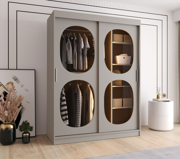 Šatníková skriňa 150 cm Boomer 2 (kašmír) (s osvetlením)