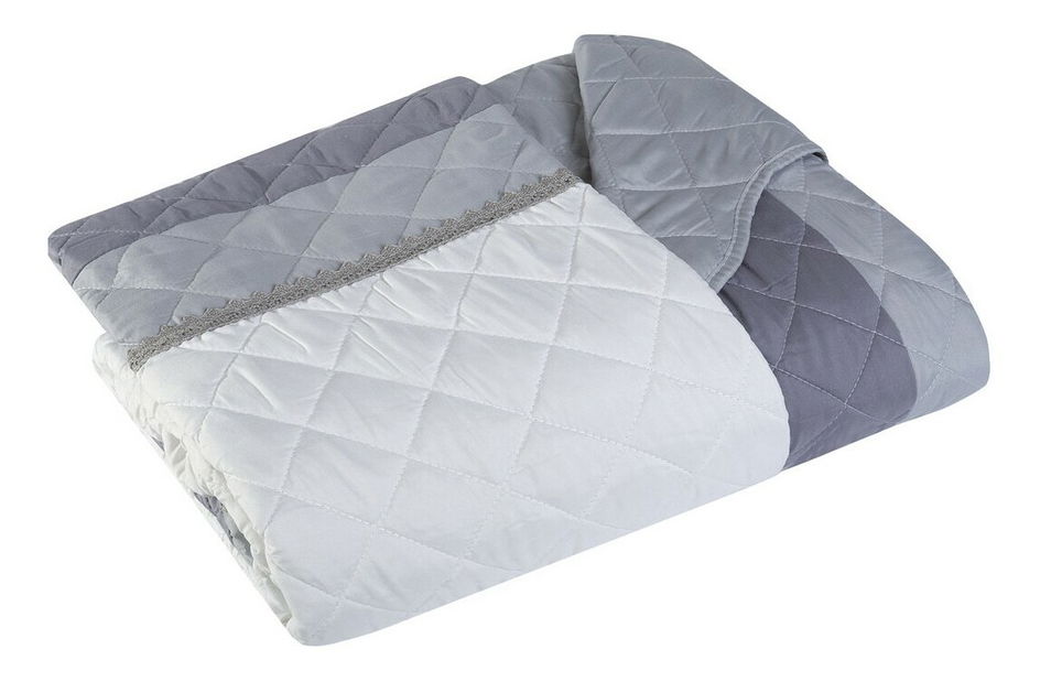 Prehoz na posteľ 210x170 cm BECKY (ecru + sivá)