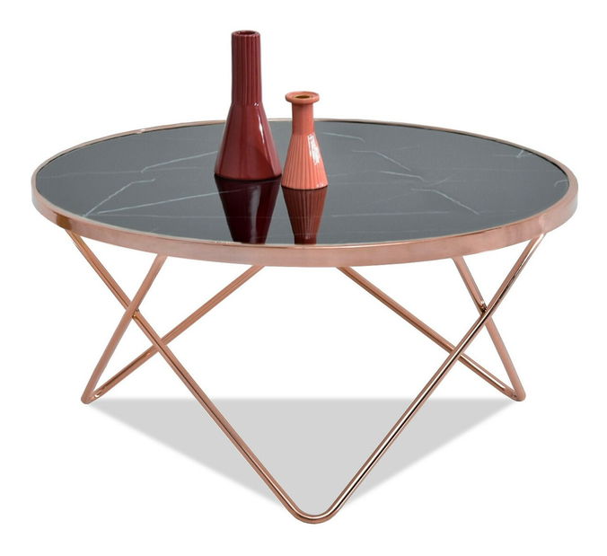 Konferenčný stolík Armin Xl (čierny mramor + medená)