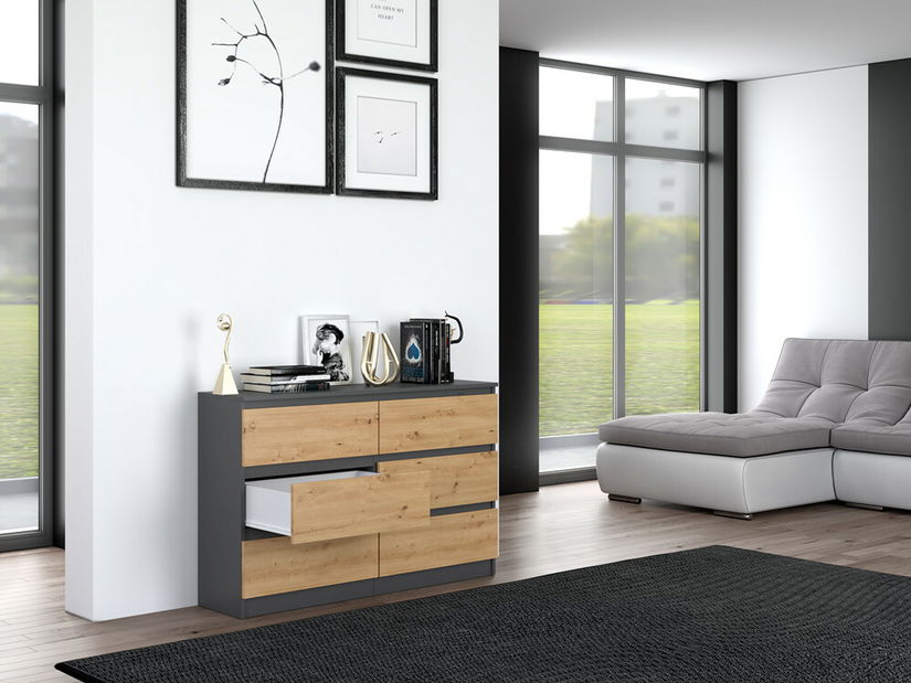 Komoda Musecalo 6 120 (antracit + dub artisan)