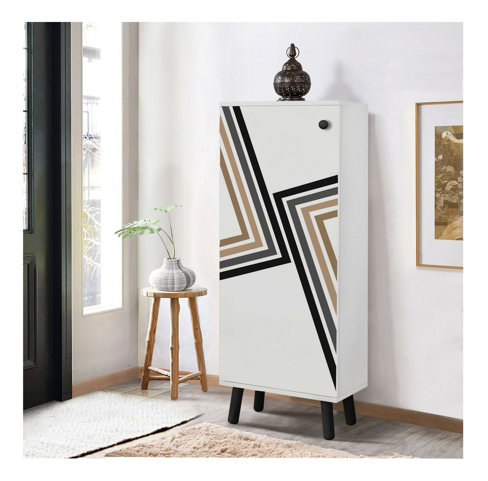 Cipőtároló (cipősszekrény) Beside 33 (fehér + fekete)