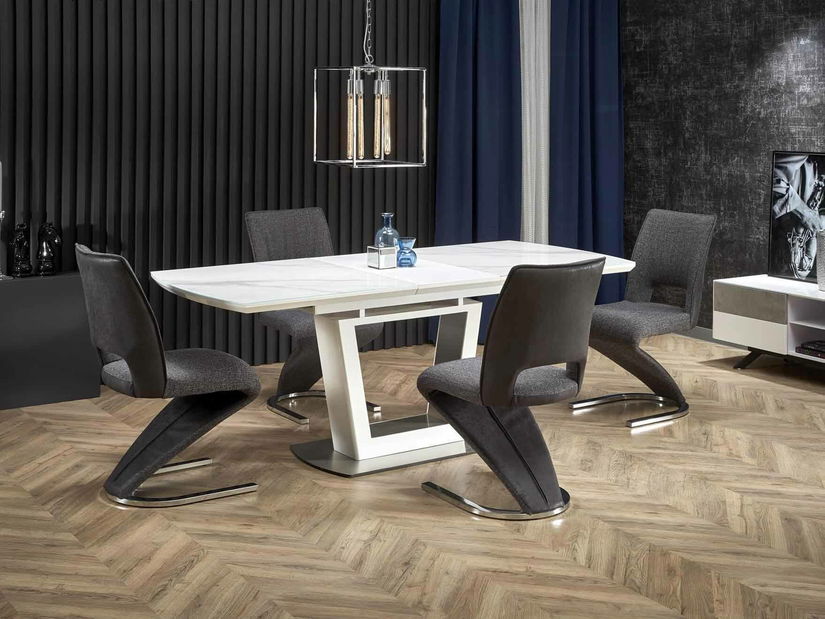 Blagovaonski stol na razvlačenje 160-200 cm Birgit (mramor bijeli) (za 6 do 8 osoba)