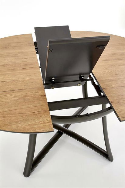 Blagovaonski stol na razvlačenje 118-140 cm Marya (prirodno drvo + crna) (za 4 do 6 osoba)