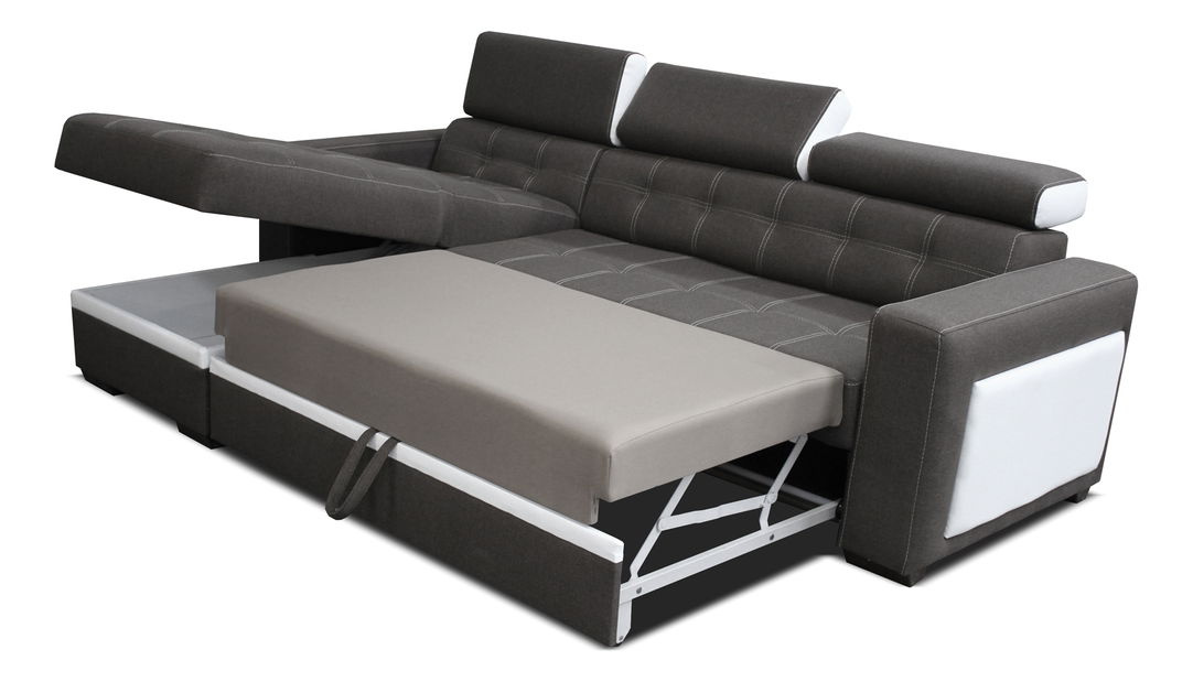 Rohová sedačka Felix (tmavosivá + biela) (L)
