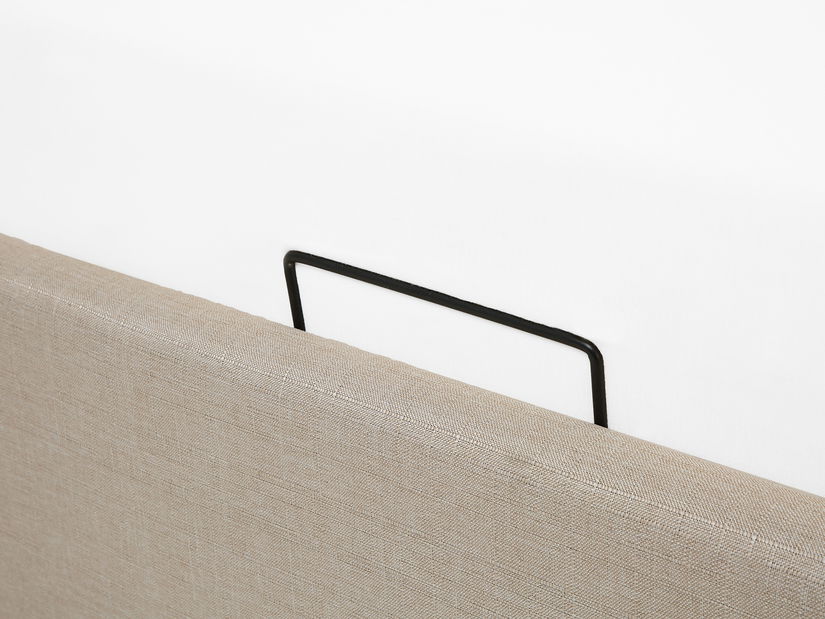 Pat matrimonial 140 cm DIJON (cu spațiu de depozitare) (cu somieră) (bej)