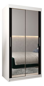 Šatníková skriňa 100 cm Toki 3 (Biela matná + Čierna matná)